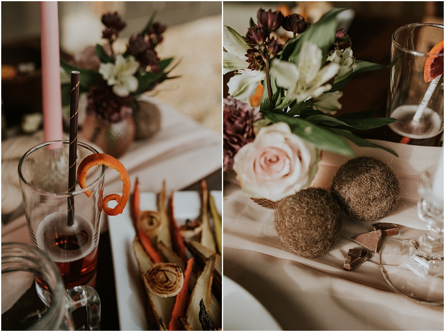 close up of table details for this Farm Elopement Inspiration photoshoot