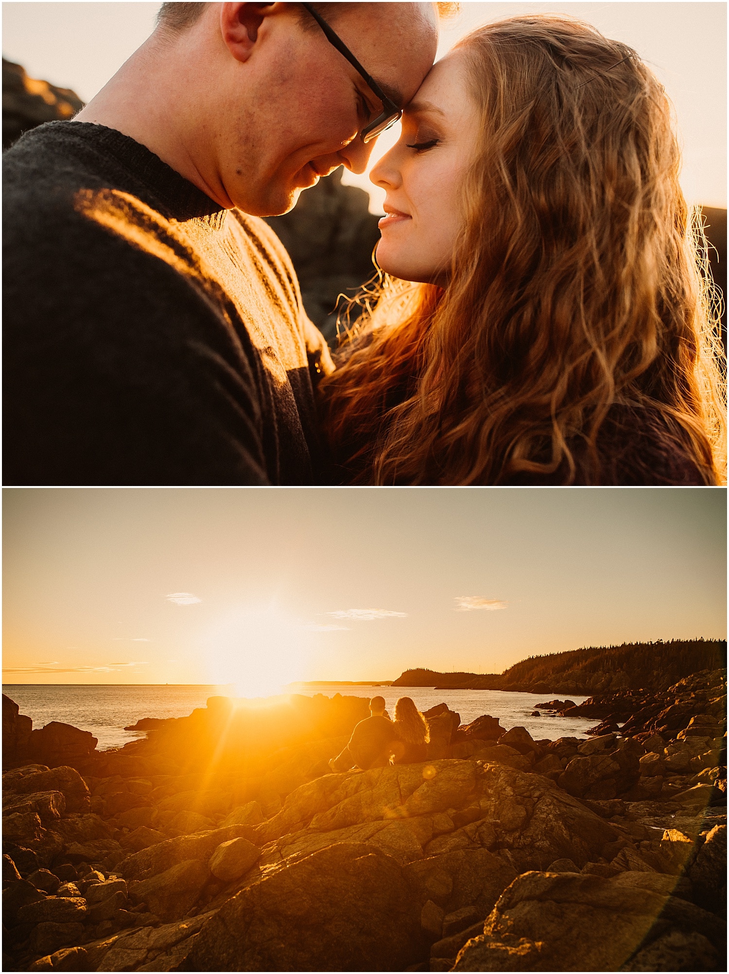 couple close together during maine engagement session