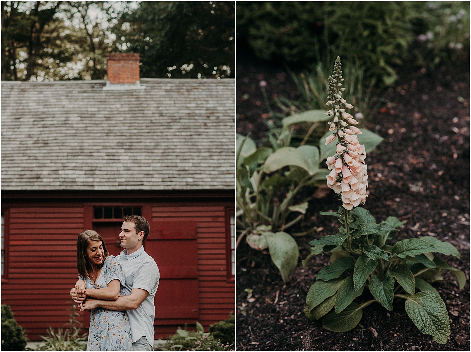 snuggling at their engagement session in maine