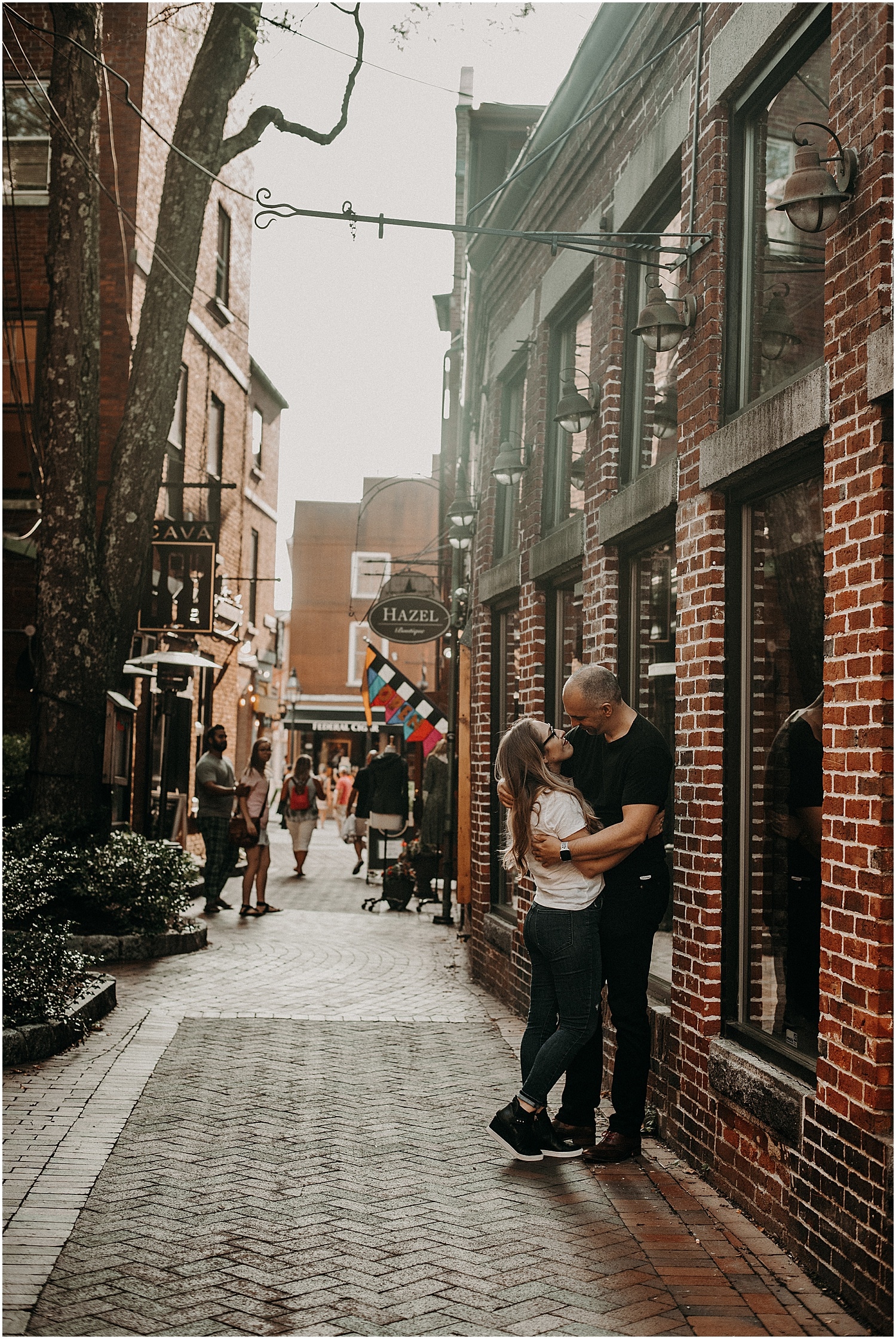 couple downtown at their Portsmouth Engagement Photography session
