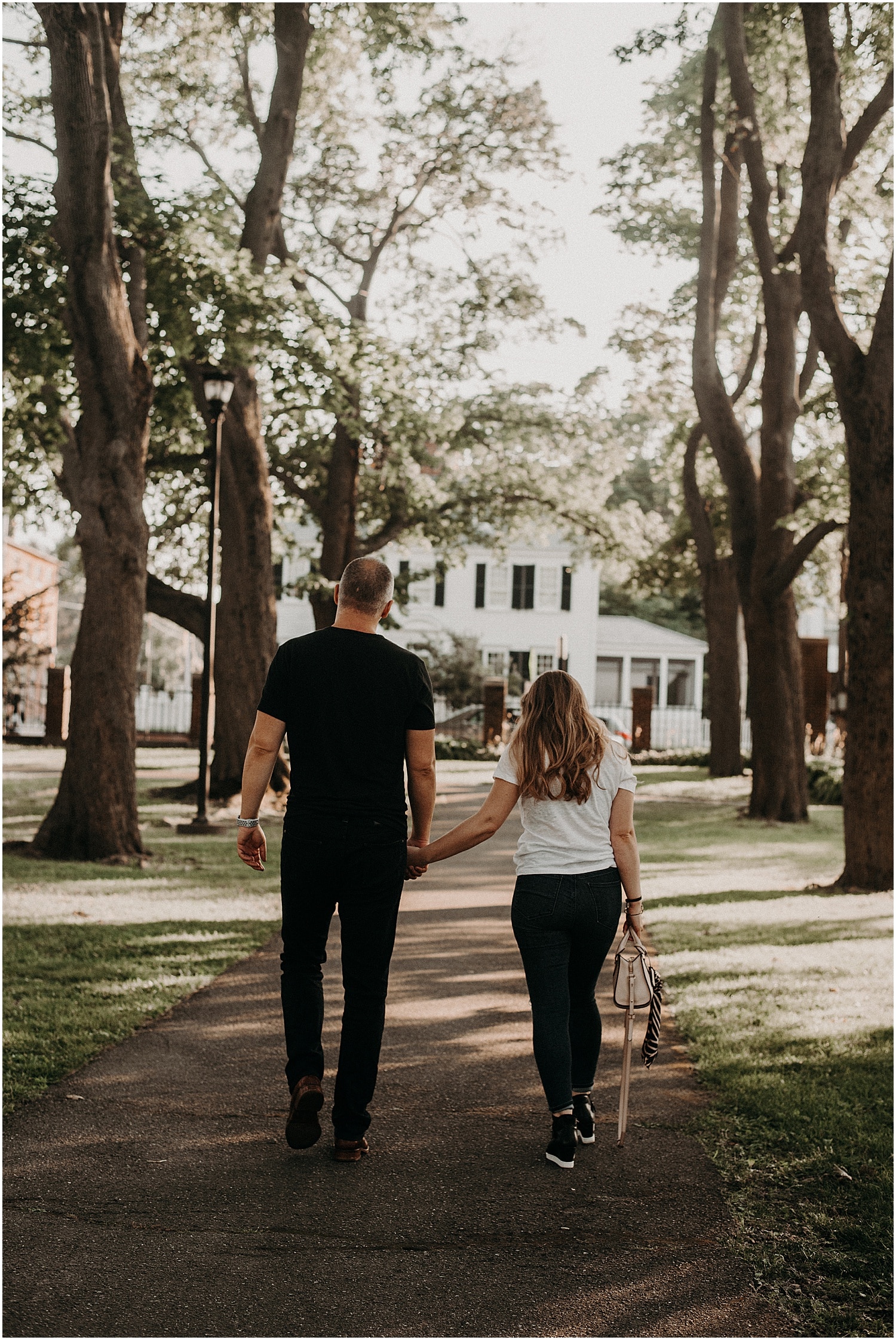 couple walking away during their Portsmouth Engagement Photography
