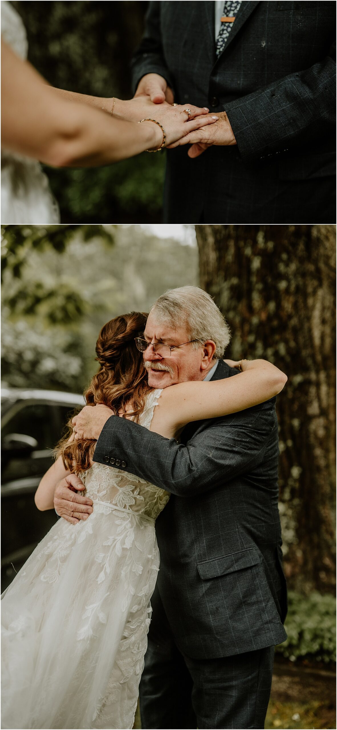 Father and bride share a moment together for Maine Wedding Photographer