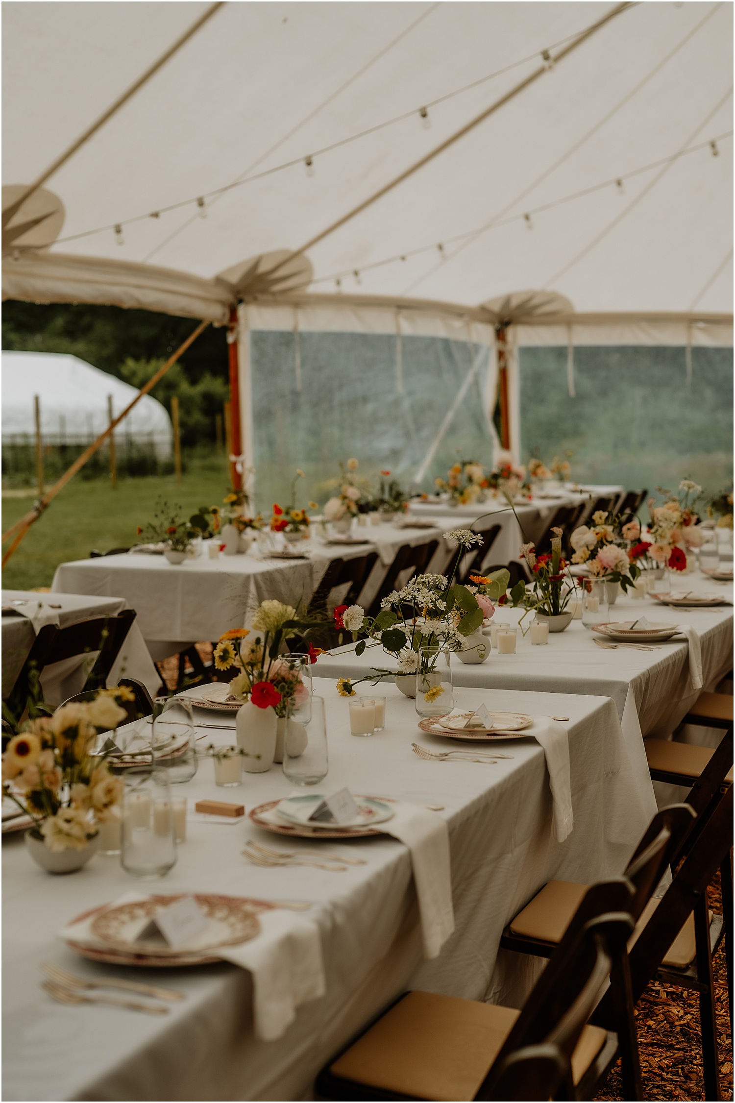 Table decorations for Caswell Farm Wedding Photographer