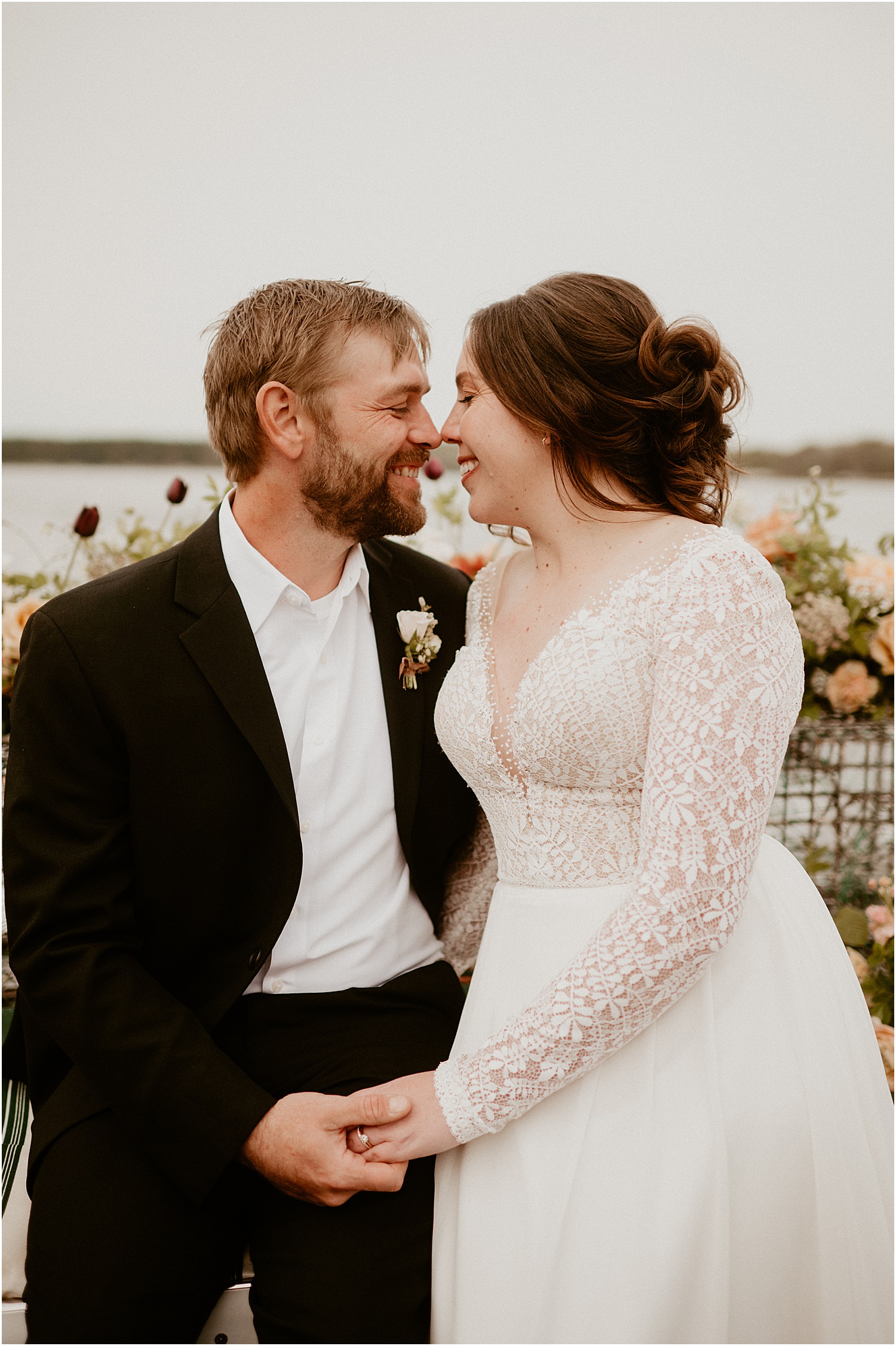 Bride and groom share tender moment for Katelyn Mallett Photography