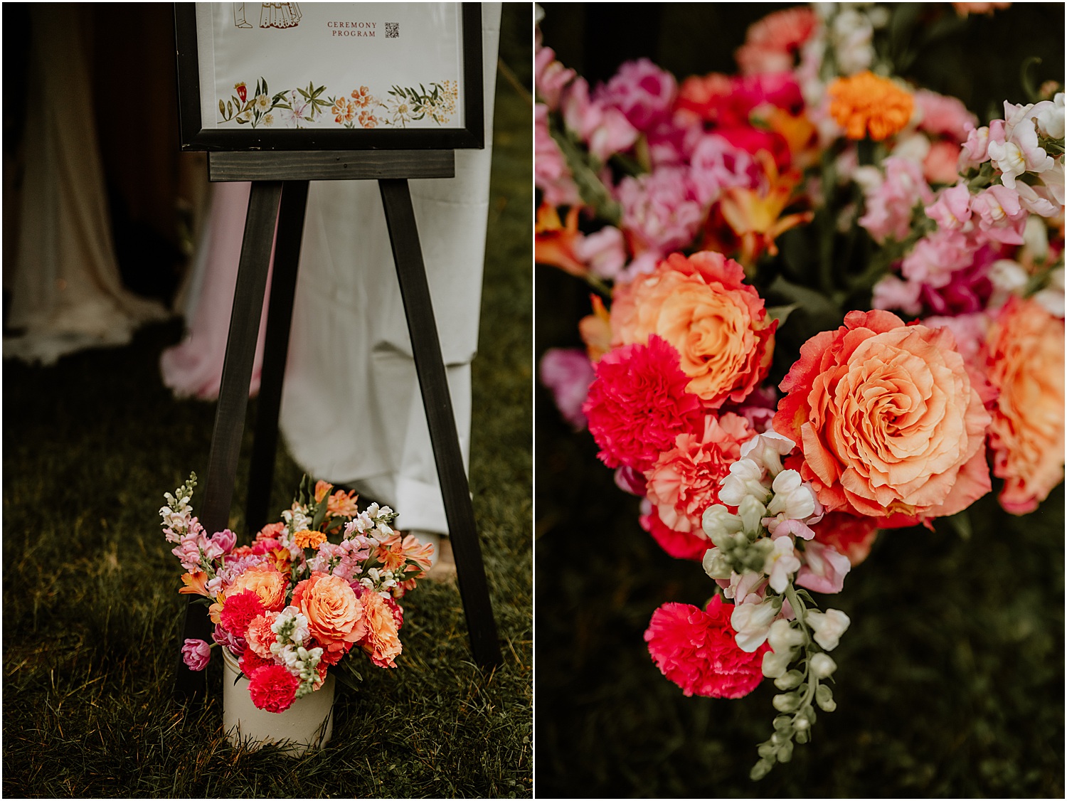 Stunning reception floral arrangements for Maine barn wedding